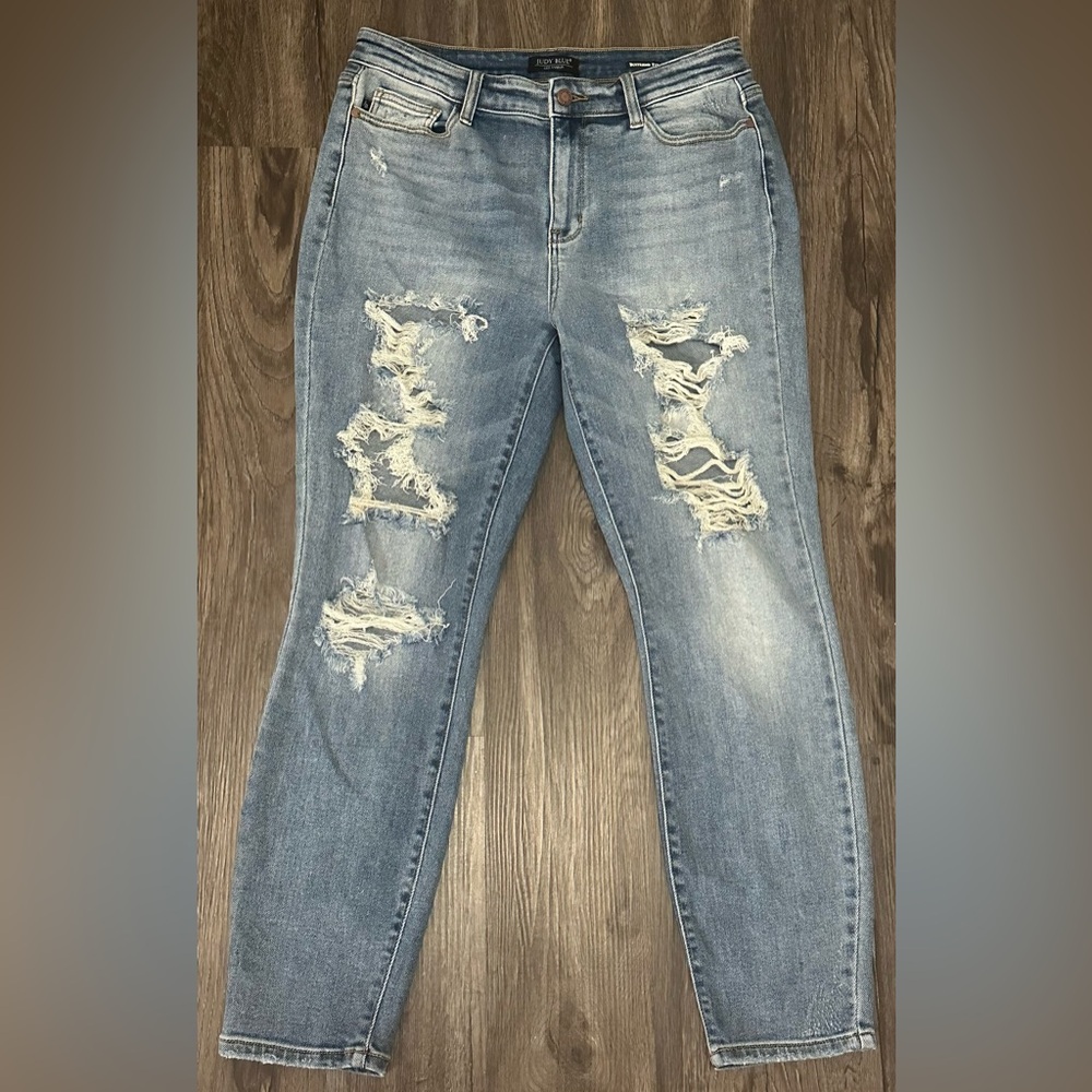 Women's Judy Boyfriend Fit Distressed Blue Stretch Jeans JB82170LT - Size 9/29